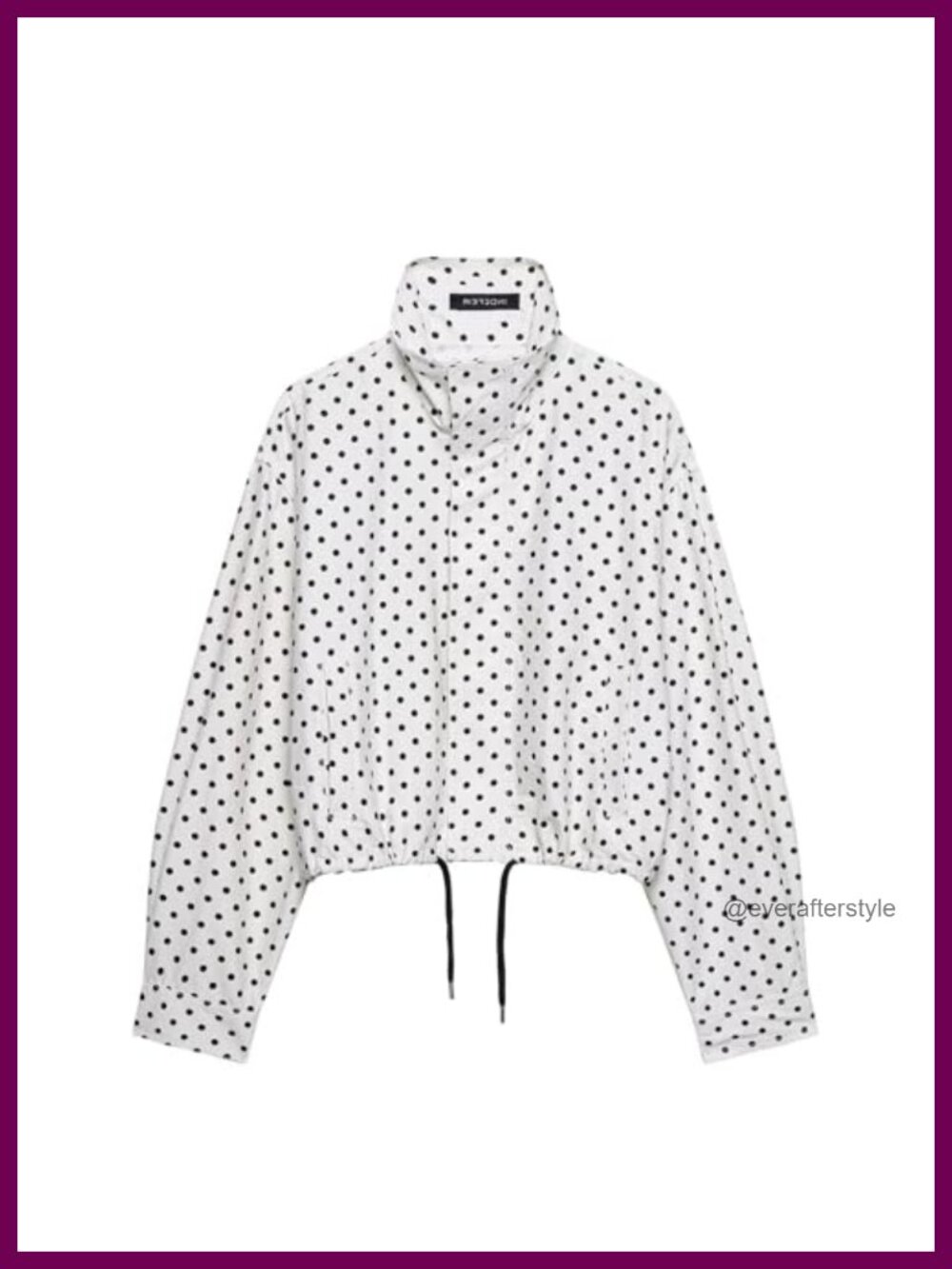 Polka Dot Cropped Jacket Zip Up Coat with Pockets